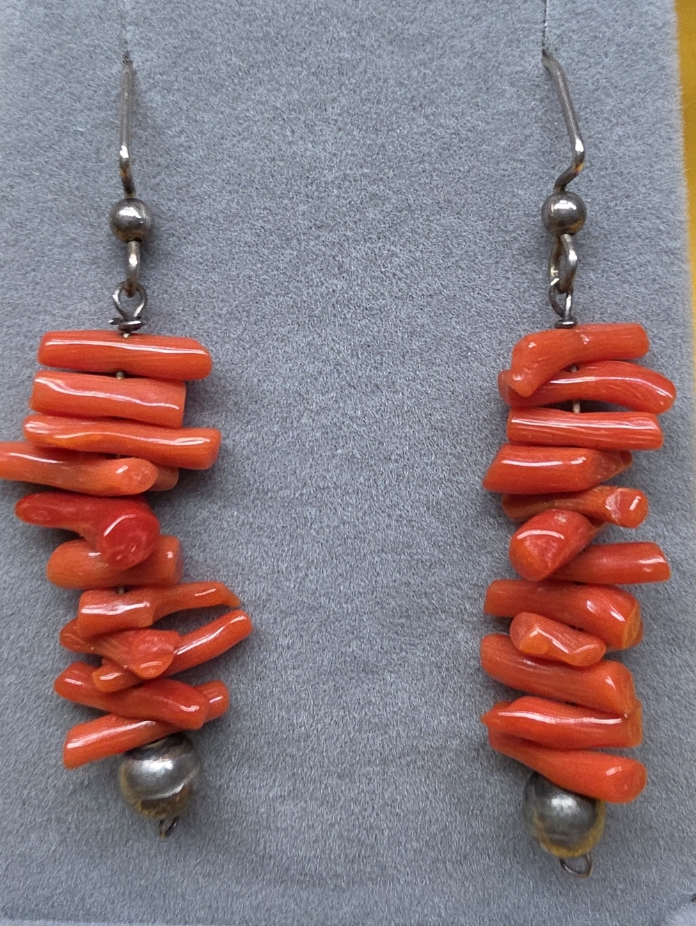 VTG Genuine Mediterranean Red Branch Coral Dangle Earrings 6.60g